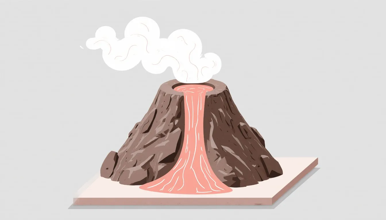 A papier-mâché volcano model erupting with foamy lava, a classic science fair project.
