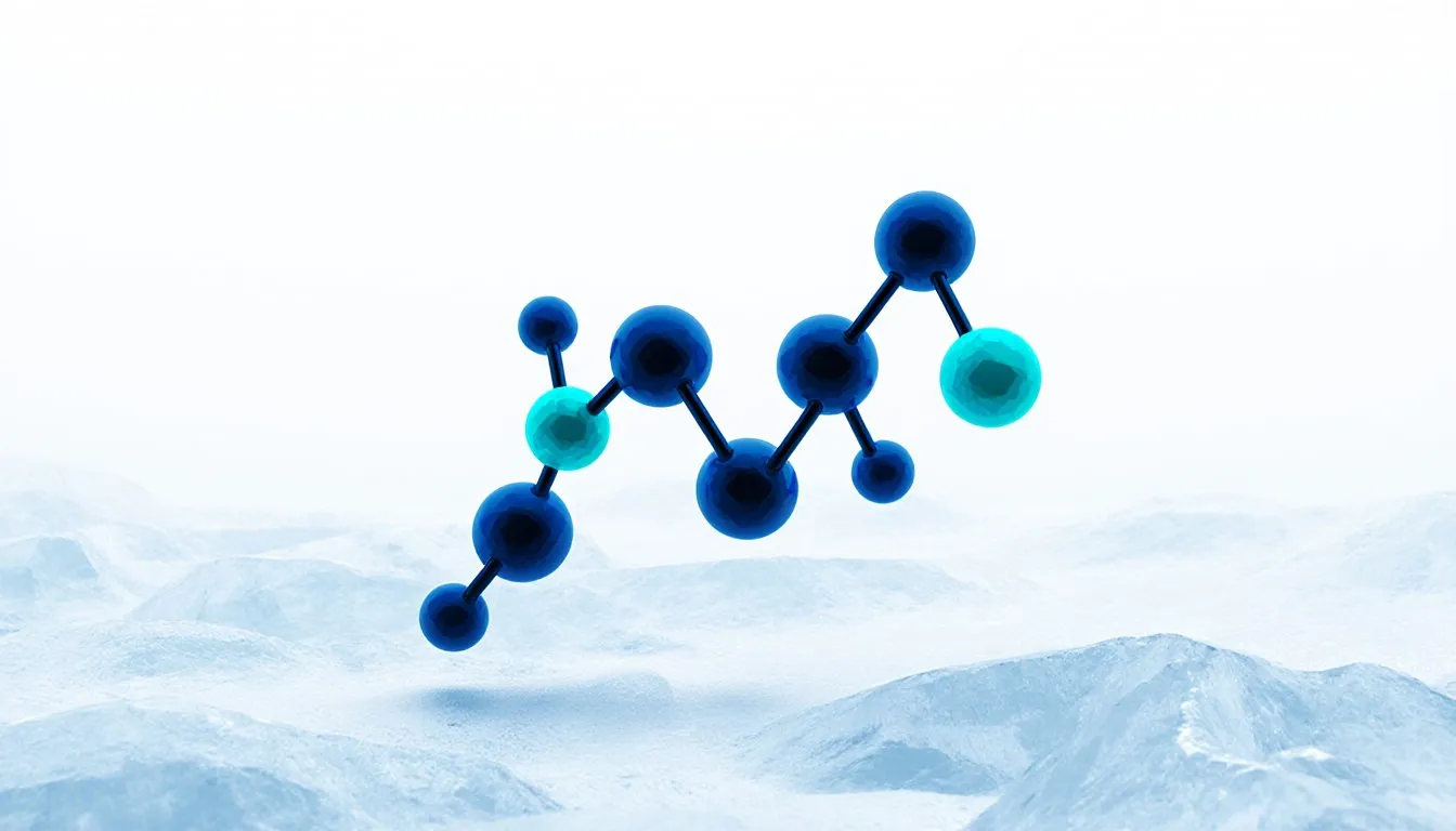 Ball-and-stick model of an alkyl halide molecule with a carbon chain and a distinct halogen atom