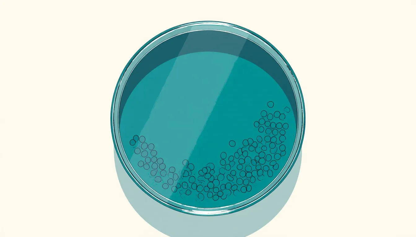 Petri dish filled with cultured cell colonies, representing lab-based alternatives to animal testing