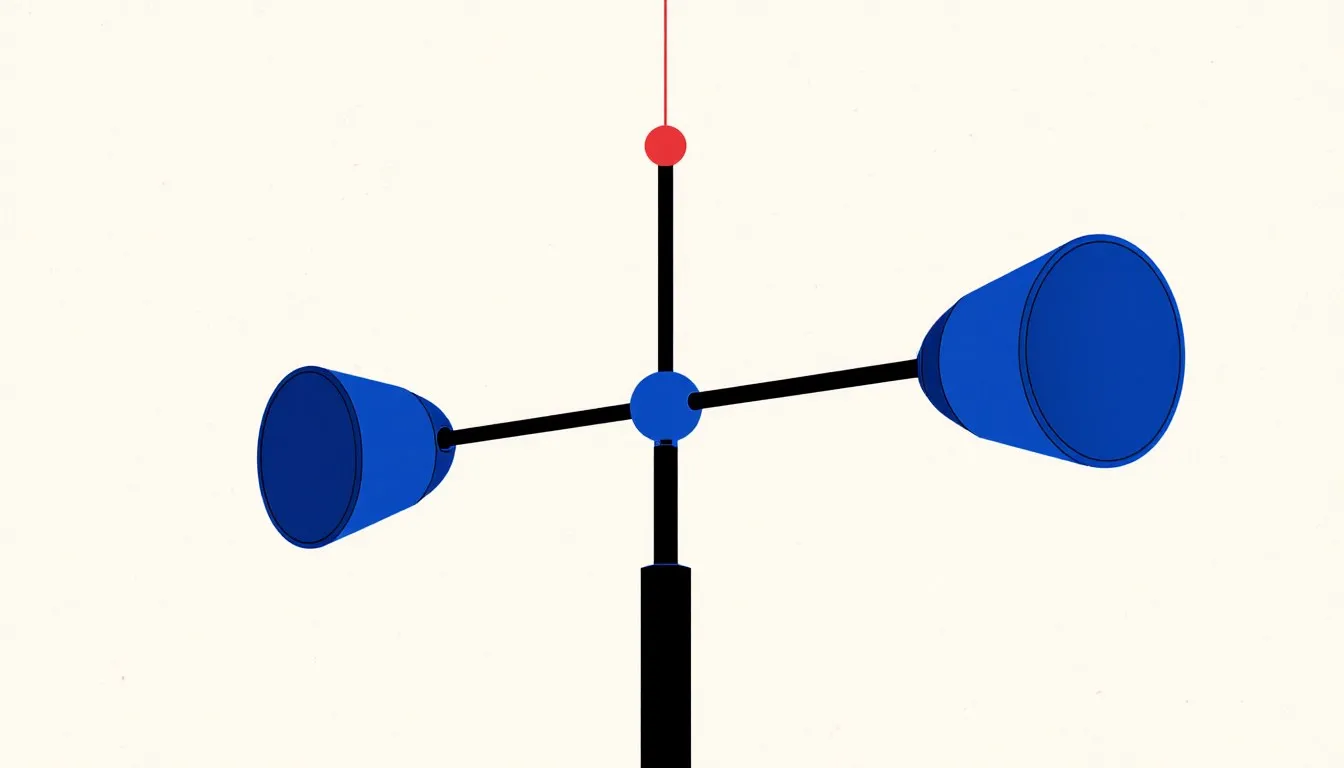 A classic three-cup anemometer mounted on a pole, the instrument used to measure wind speed.