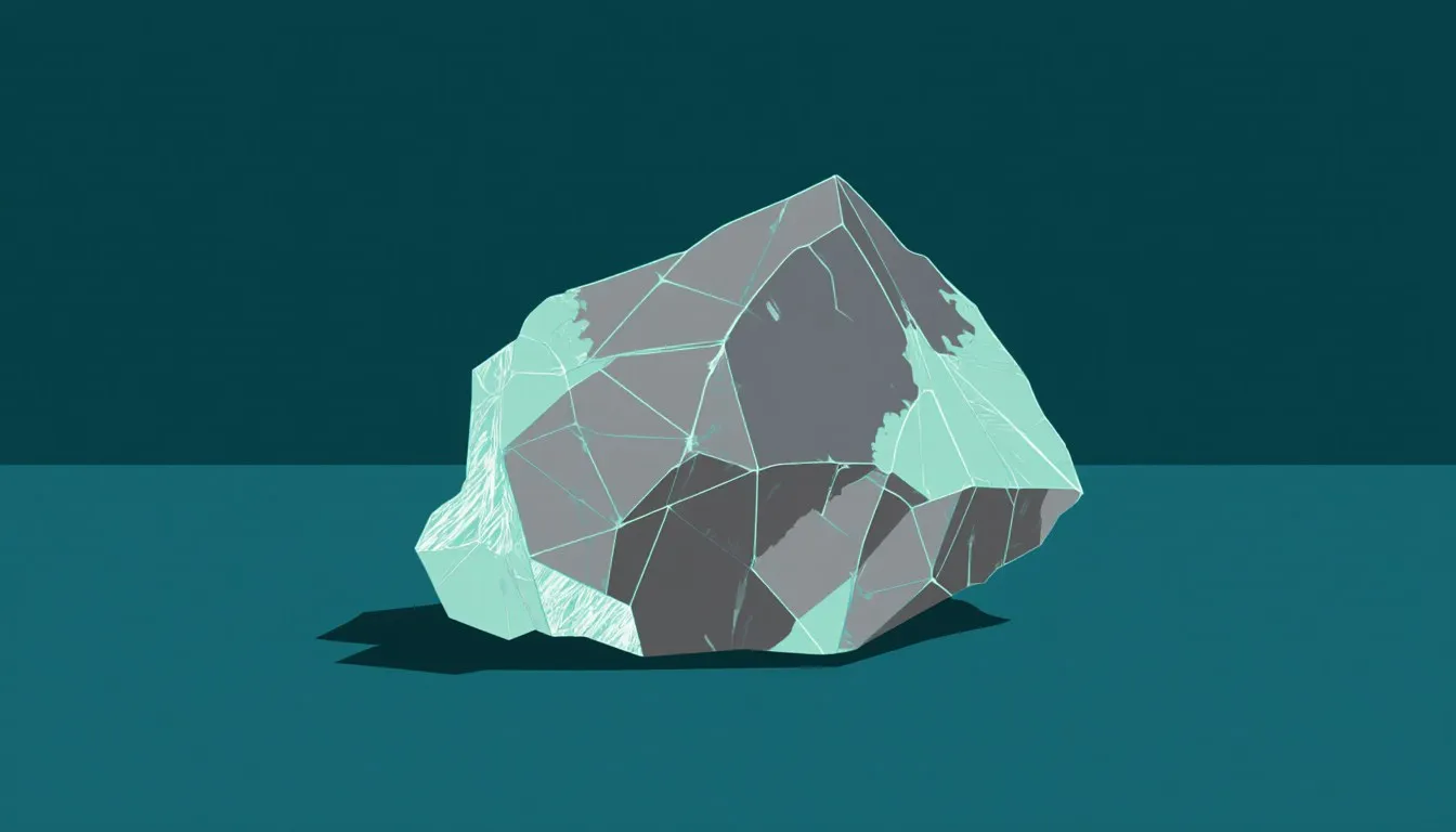 Illustration of a jagged chunk of raw arsenic mineral with a dull metallic grey crystalline surface
