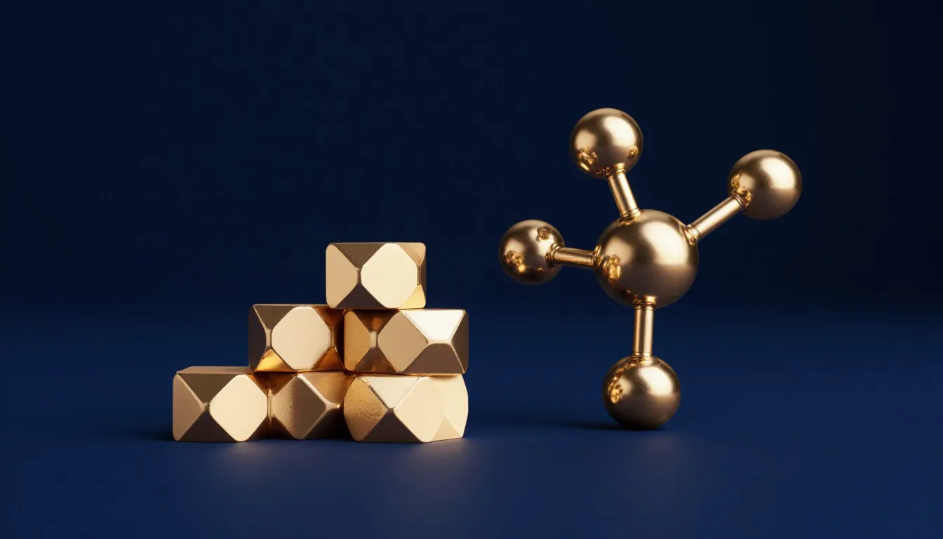 Stacked geometric blocks beside a simple ball-and-stick molecule model, representing chemical naming prefixes
