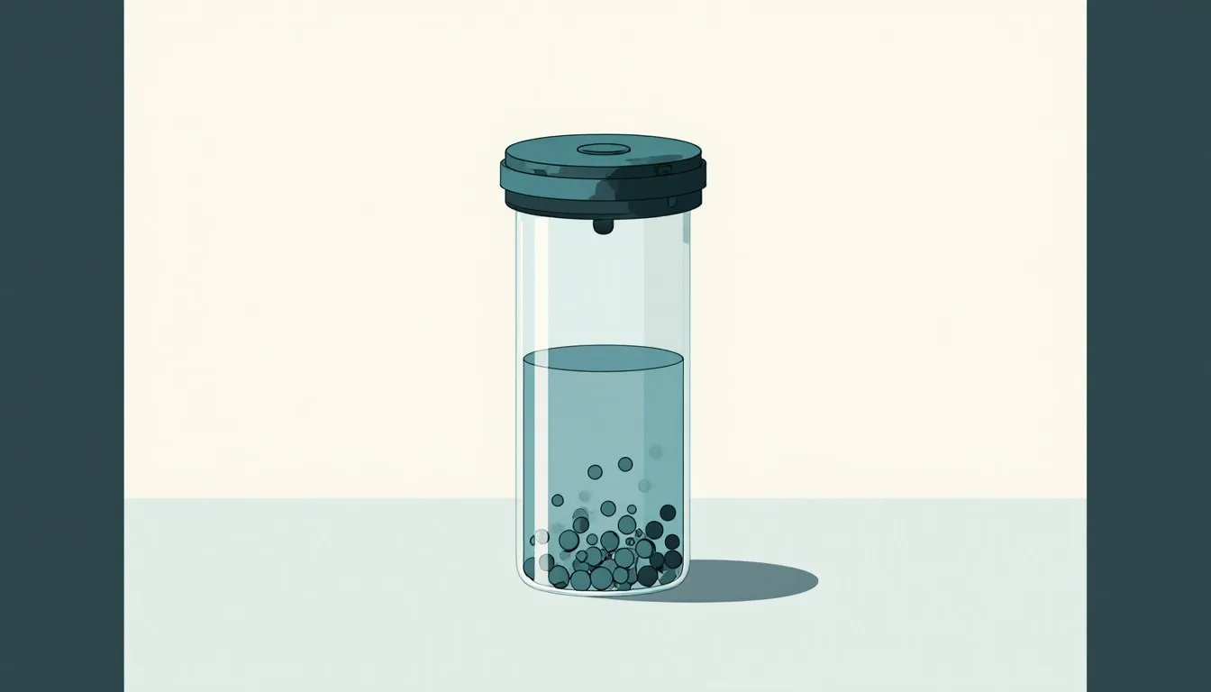 A sealed cylinder with a piston enclosing scattered gas particles, illustrating the pressure-volume relationship in Boyle's