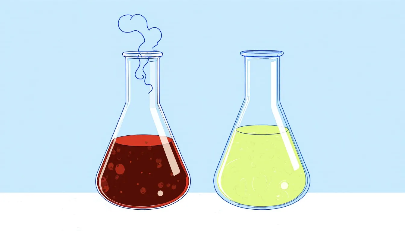Two sealed glass vessels: one holding reddish-brown liquid bromine, the other filled with pale yellow-green chlorine gas