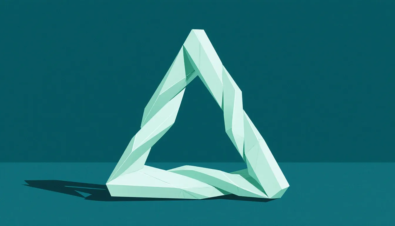 An impossible triangle illustrating how the eye and brain can be tricked into perceiving contradictory shapes