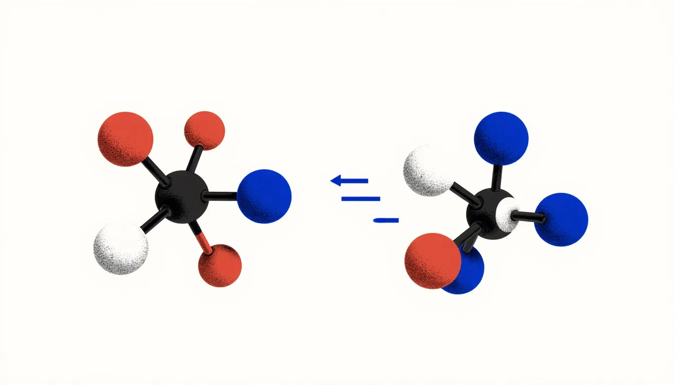 Two molecule models converging at an angle, illustrating a collision between reacting particles