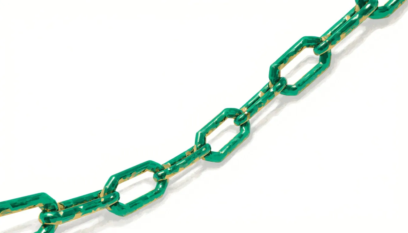 Illustration of repeating molecular ring units linked end to end into one long polymer chain