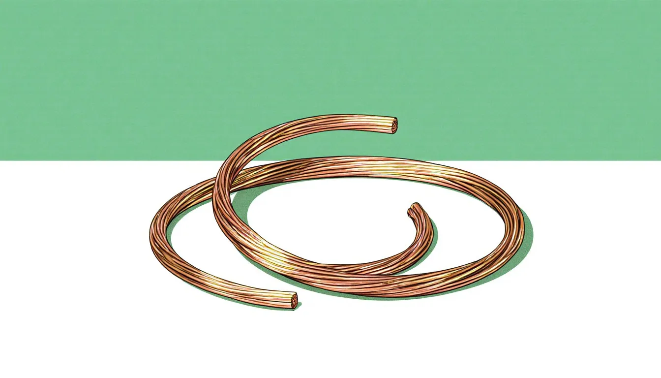 An illustrated coil of bare copper wire with a warm metallic sheen