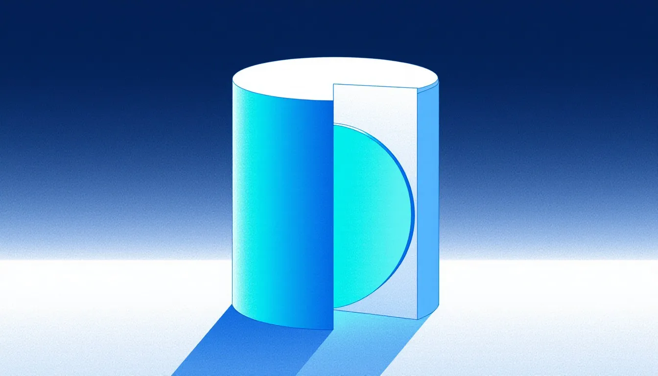 A cylinder sliced open to reveal the flat circular disc of its cross-sectional area