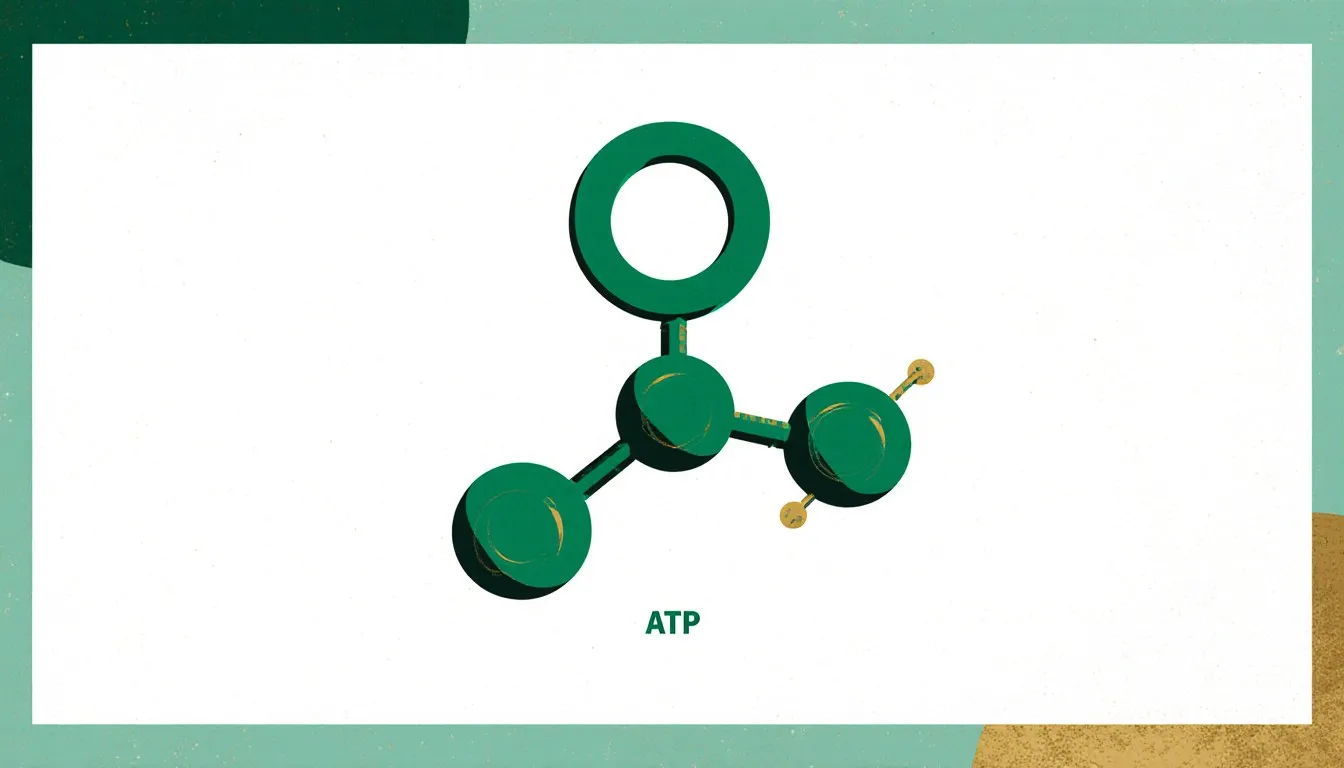 Stylized illustration of an ATP molecule, the energy-carrying structure at the heart of cellular metabolism