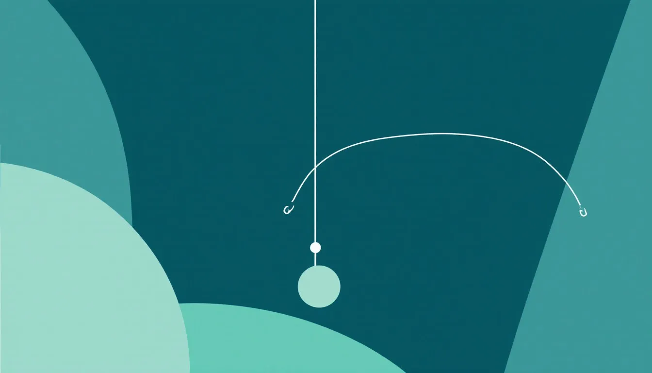 A pendulum bob swinging along a curved arc, illustrating the interplay of potential and kinetic energy