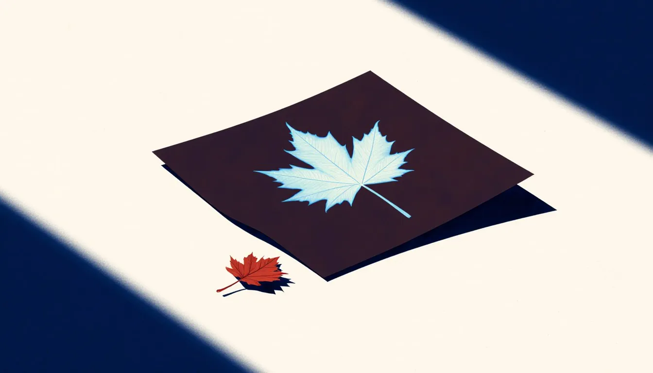 Construction paper with a pale leaf-shaped sun print beside the real leaf, a classic science fair experiment