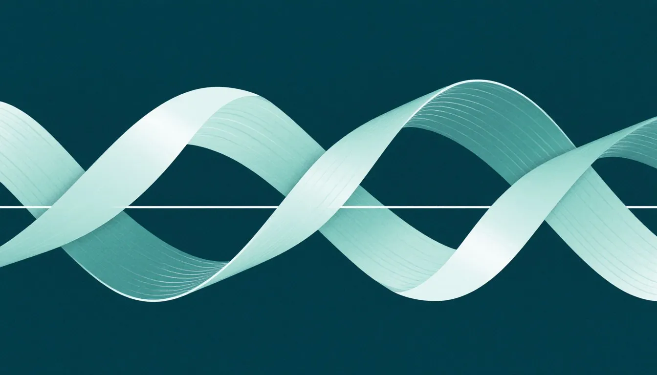 Two perpendicular oscillating waveforms representing the electric and magnetic fields of an electromagnetic wave