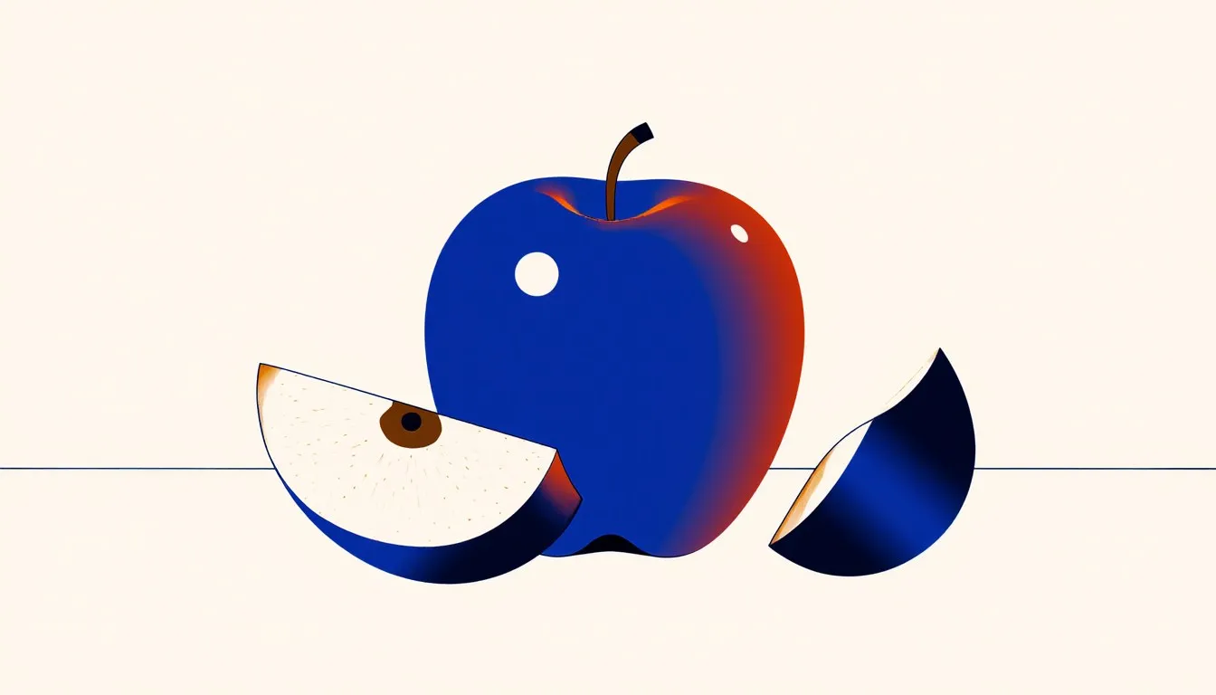 Apple wedges with browned cut surfaces, illustrating the enzymatic browning reaction