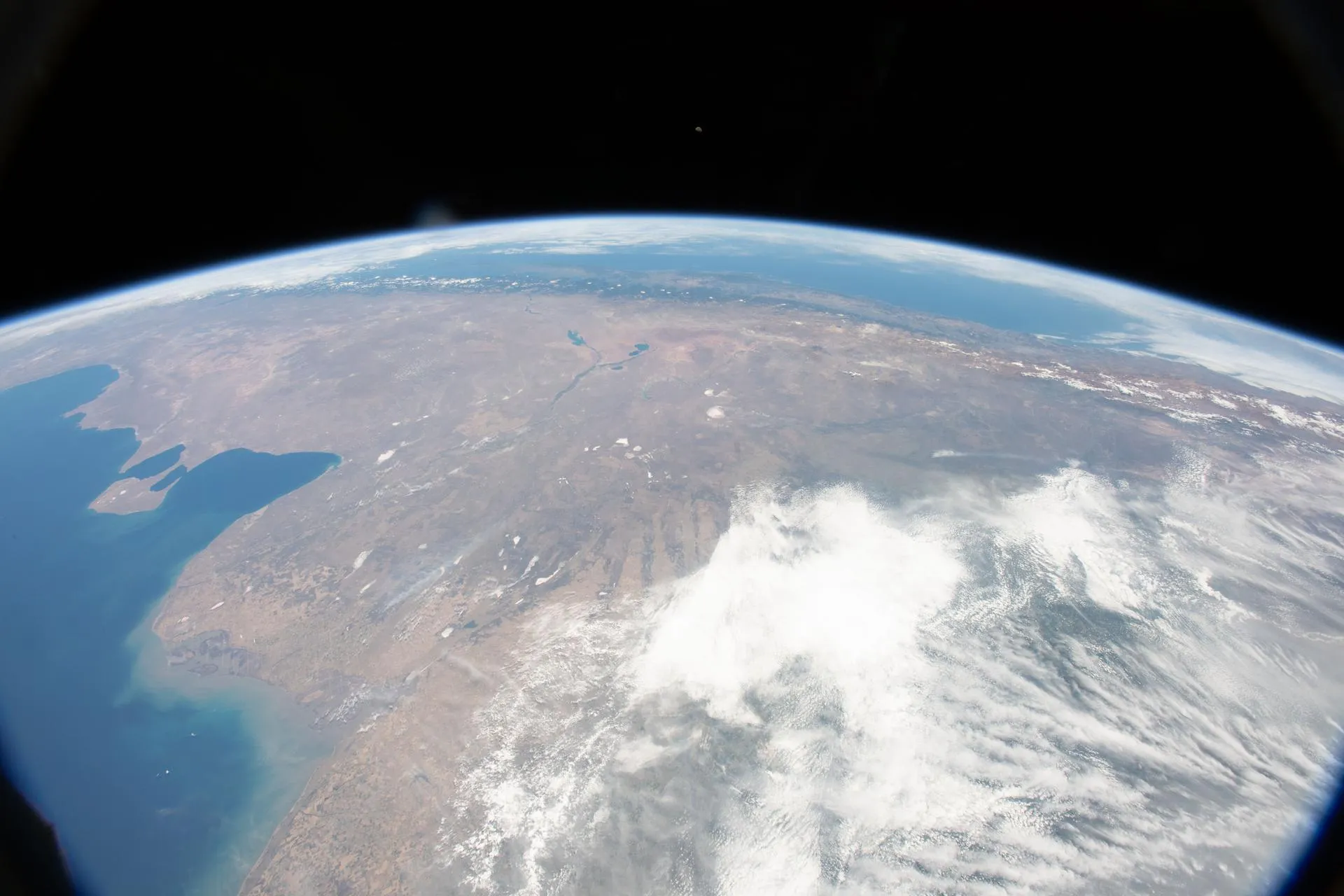 The Andes mountain range and Pacific coast seen from orbit