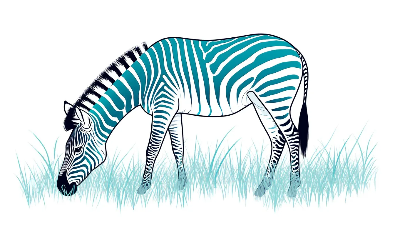 A zebra's striped coat blending into tall savanna grass, illustrating a grassland camouflage adaptation
