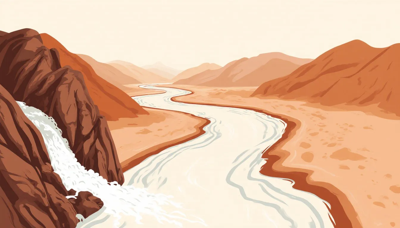 A river tracing its course from a narrow mountain stream to a wide winding valley river