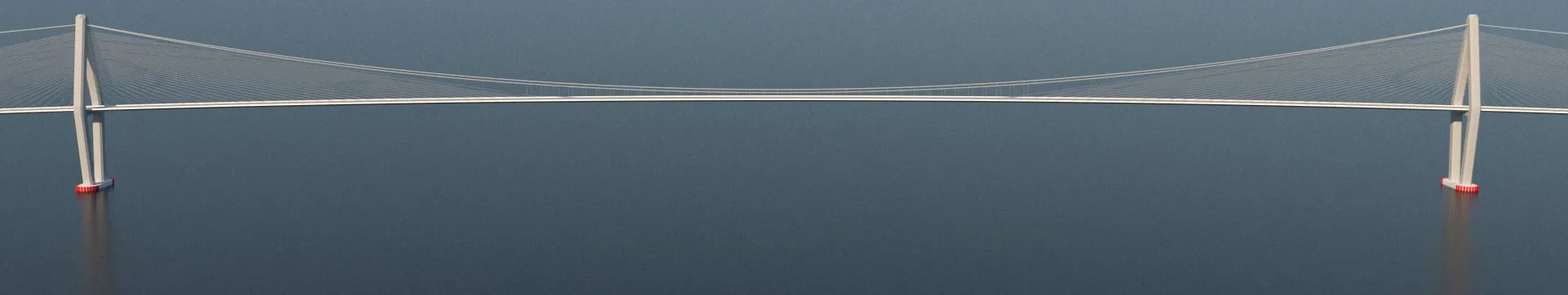 Cable-stayed bridge with fanned cables anchored to two slender towers