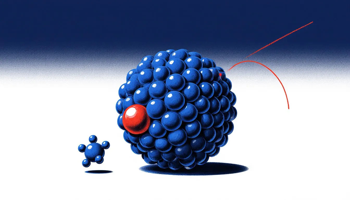 Illustration of an atomic nucleus emitting a small particle cluster, depicting radioactive decay