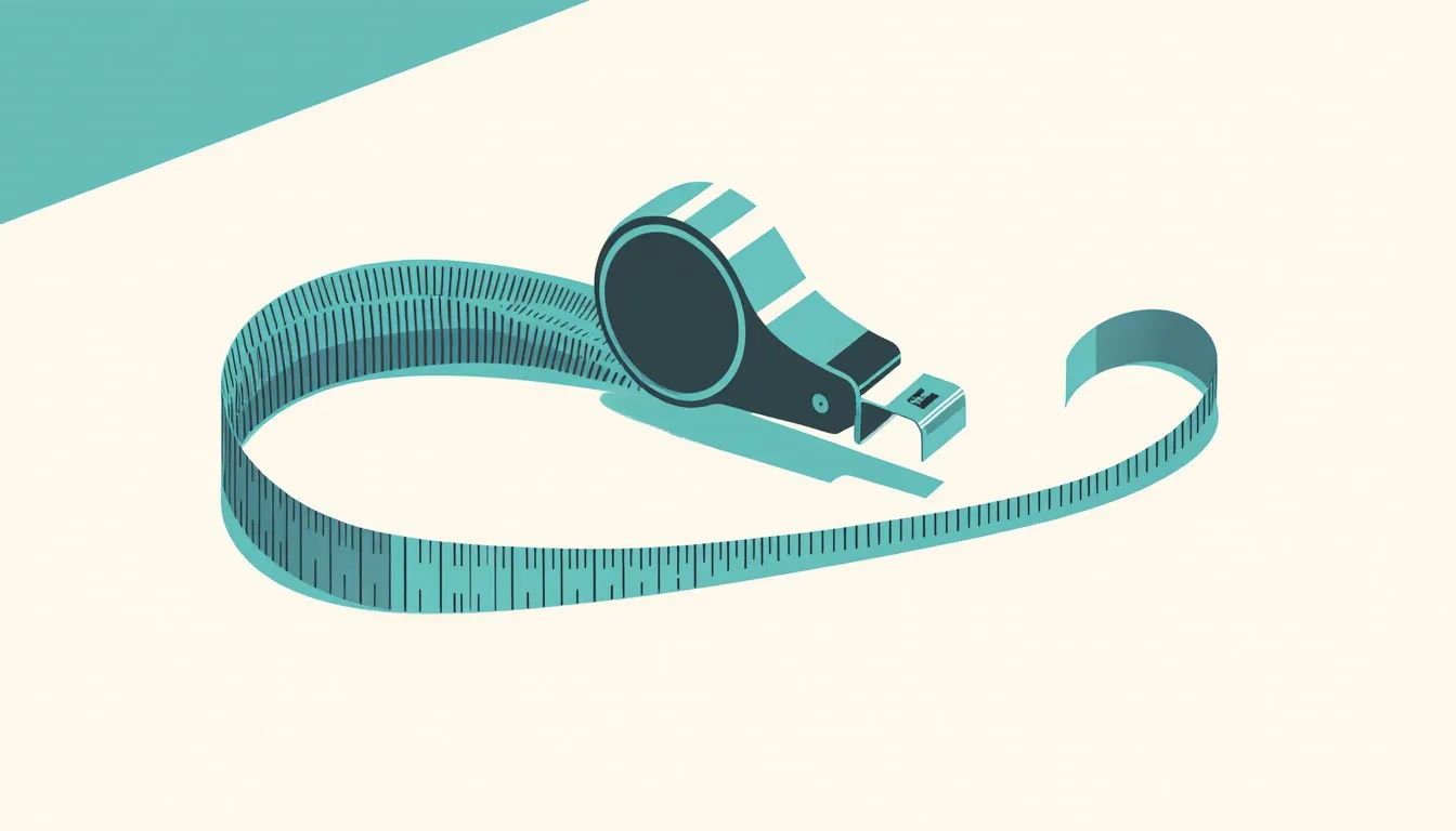 An extended tape measure curving across the frame, evoking the conversion of feet into a mile.