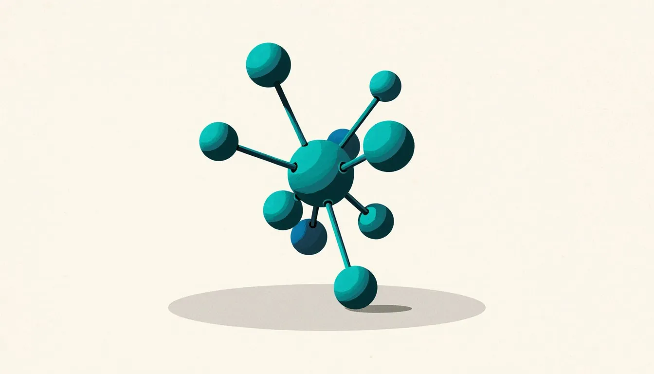 Ball-and-stick molecular model showing atoms of different elements joined in a fixed ratio