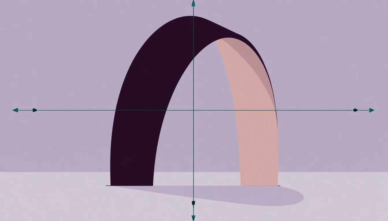 A parabola curve dipping below a horizontal axis and crossing it at two points, representing the roots of a quadratic