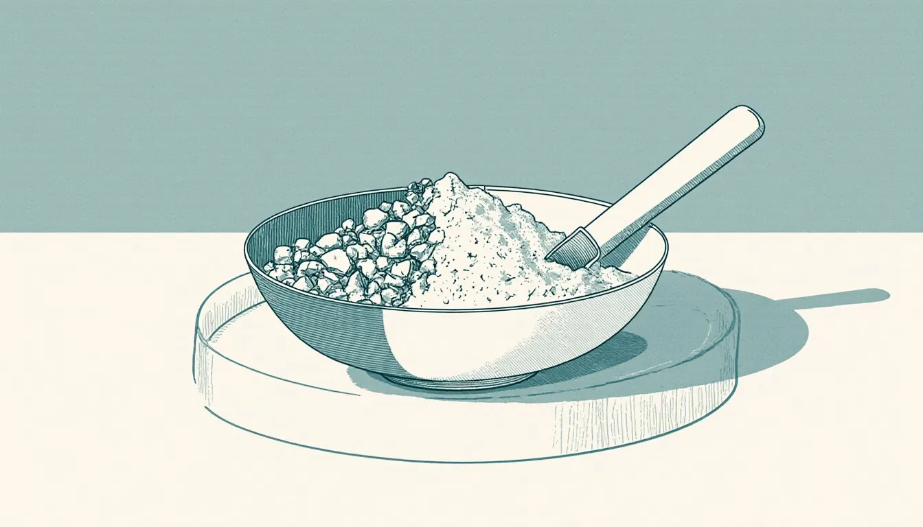 A bowl of raw bentonite clay, showing both dry cracked chunks and a smooth wet scoop of the mineral
