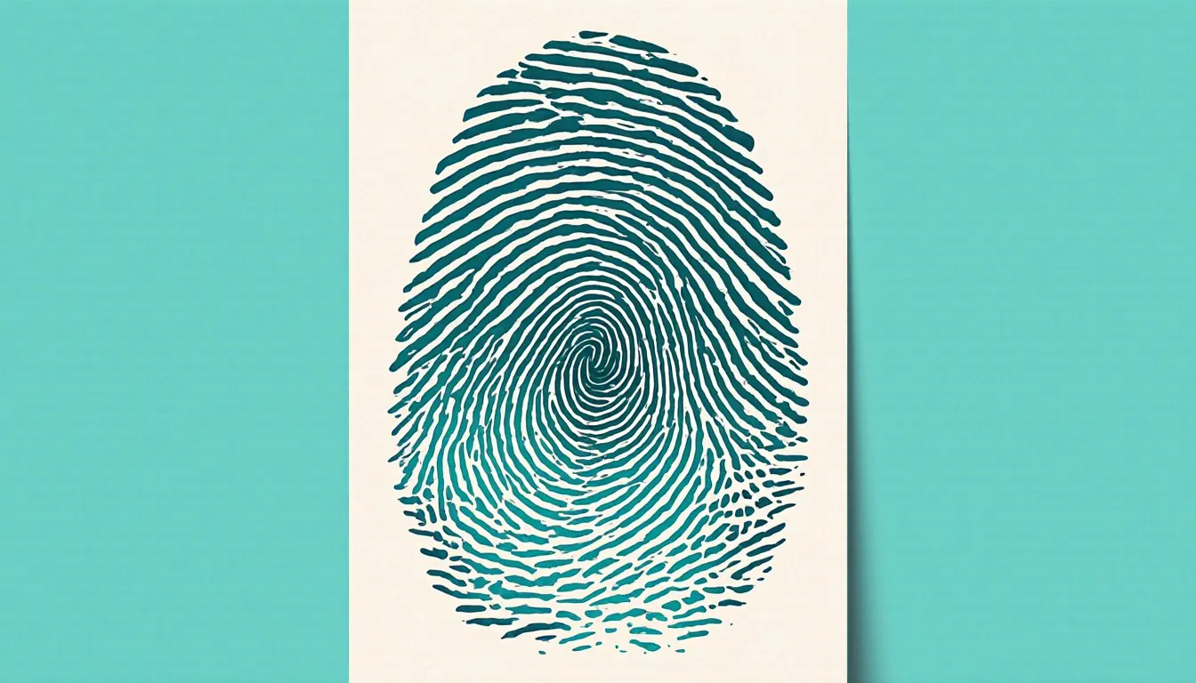 A large fingerprint with ridges forming a swirling whorl pattern