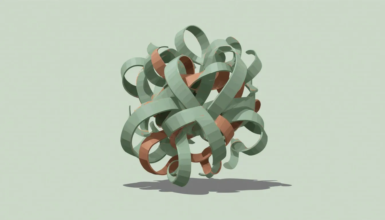 Stylized illustration of a folded protein molecule with coiled ribbon and helix structures