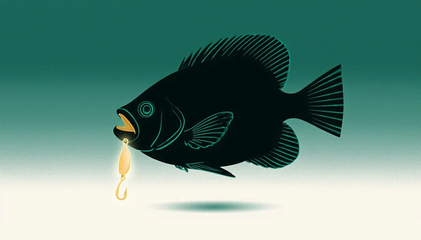 An anglerfish glows with a bioluminescent lure in the pitch-black depths of the abyssal zone