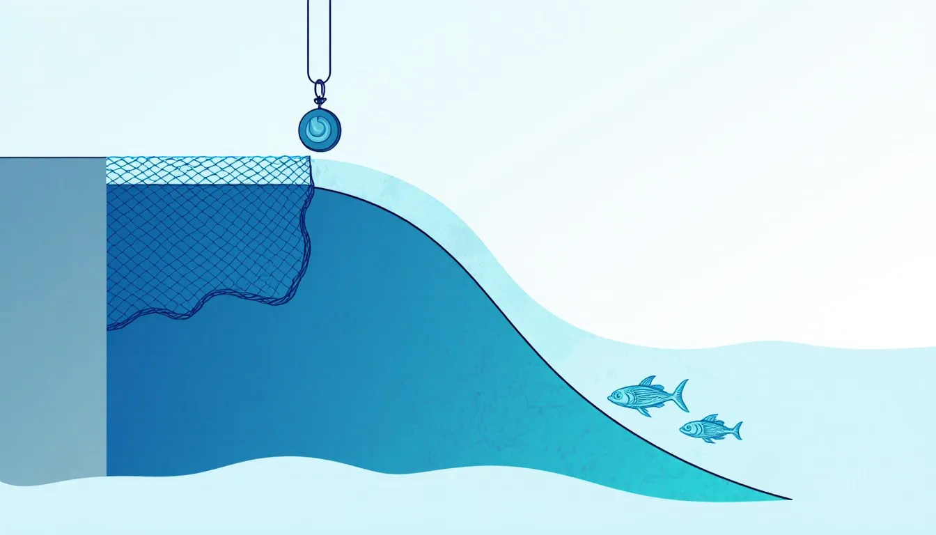 Cross-section illustration of the continental slope descending from the shallow shelf toward the deep seafloor, with a