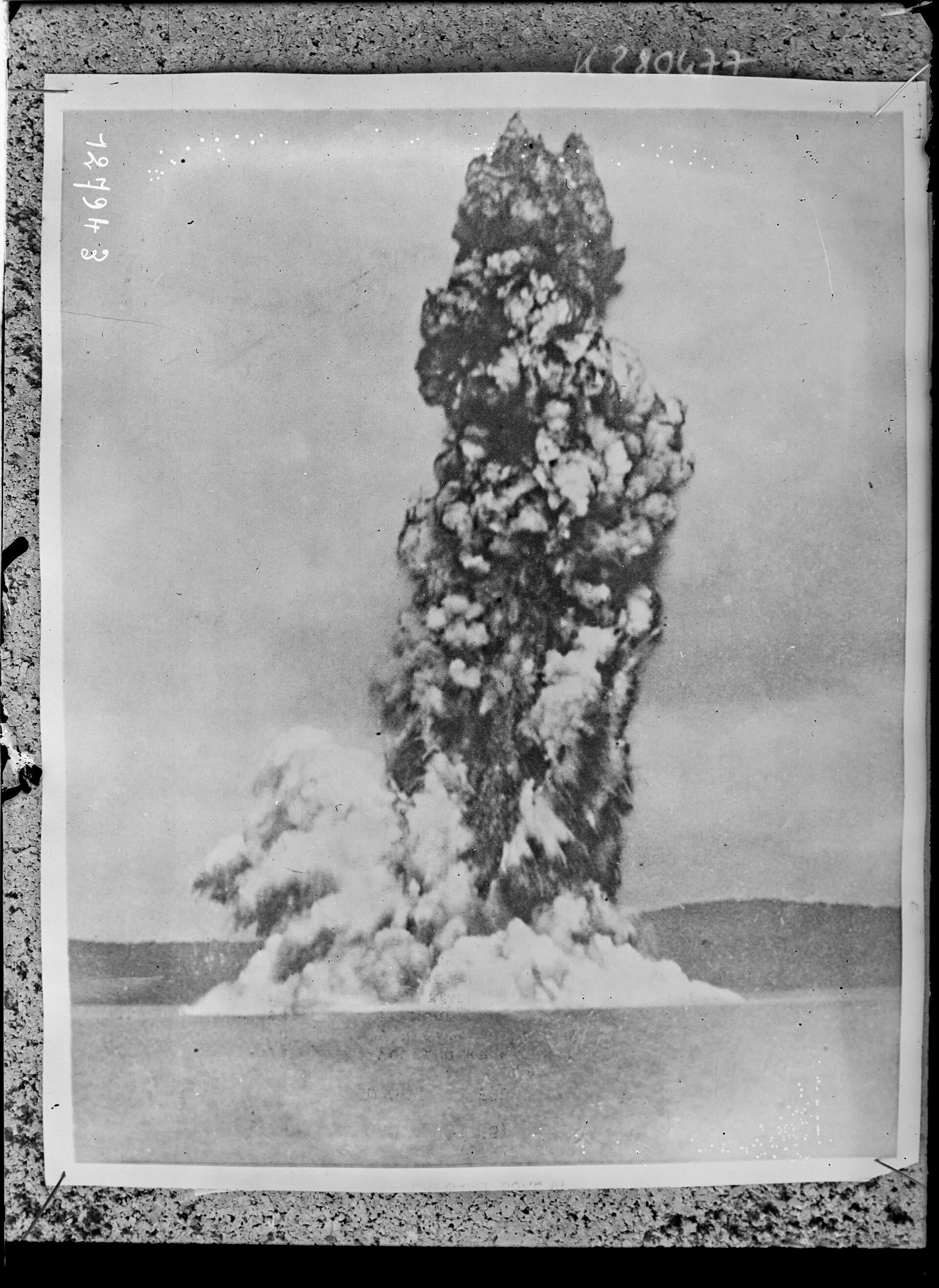 Historic photograph of an ash column erupting from Krakatoa