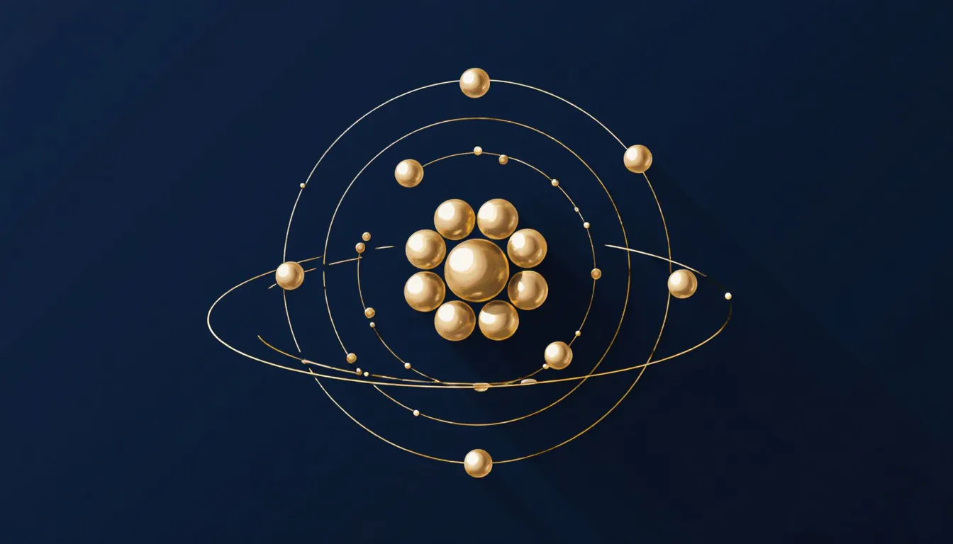 Flat illustration of a neon atom with a central nucleus and two surrounding electron shells