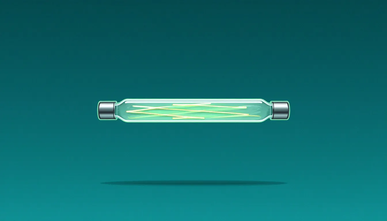 A glowing glass discharge tube emitting krypton's characteristic green and yellow spectral lines