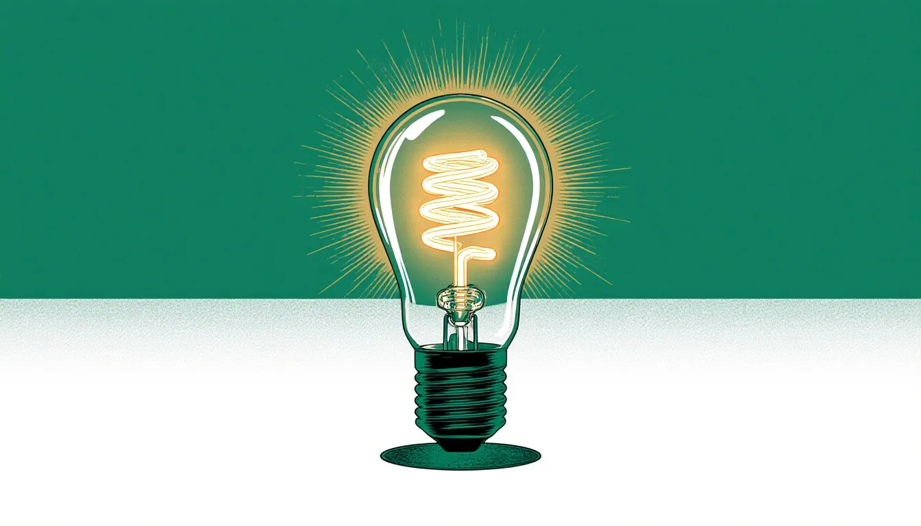 Illustration of a glowing light bulb representing krypton's use in gas-filled lighting