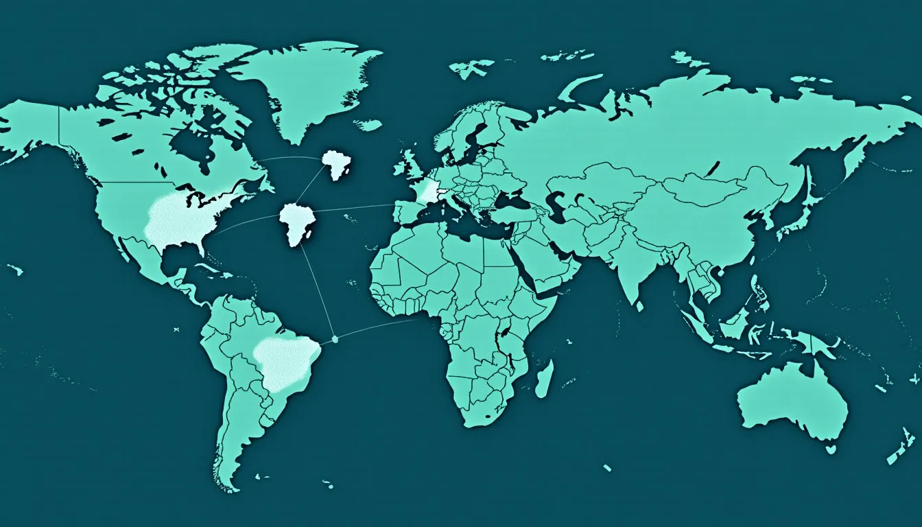 World map with Portugal, Brazil, and African nations highlighted as the Portuguese-speaking countries