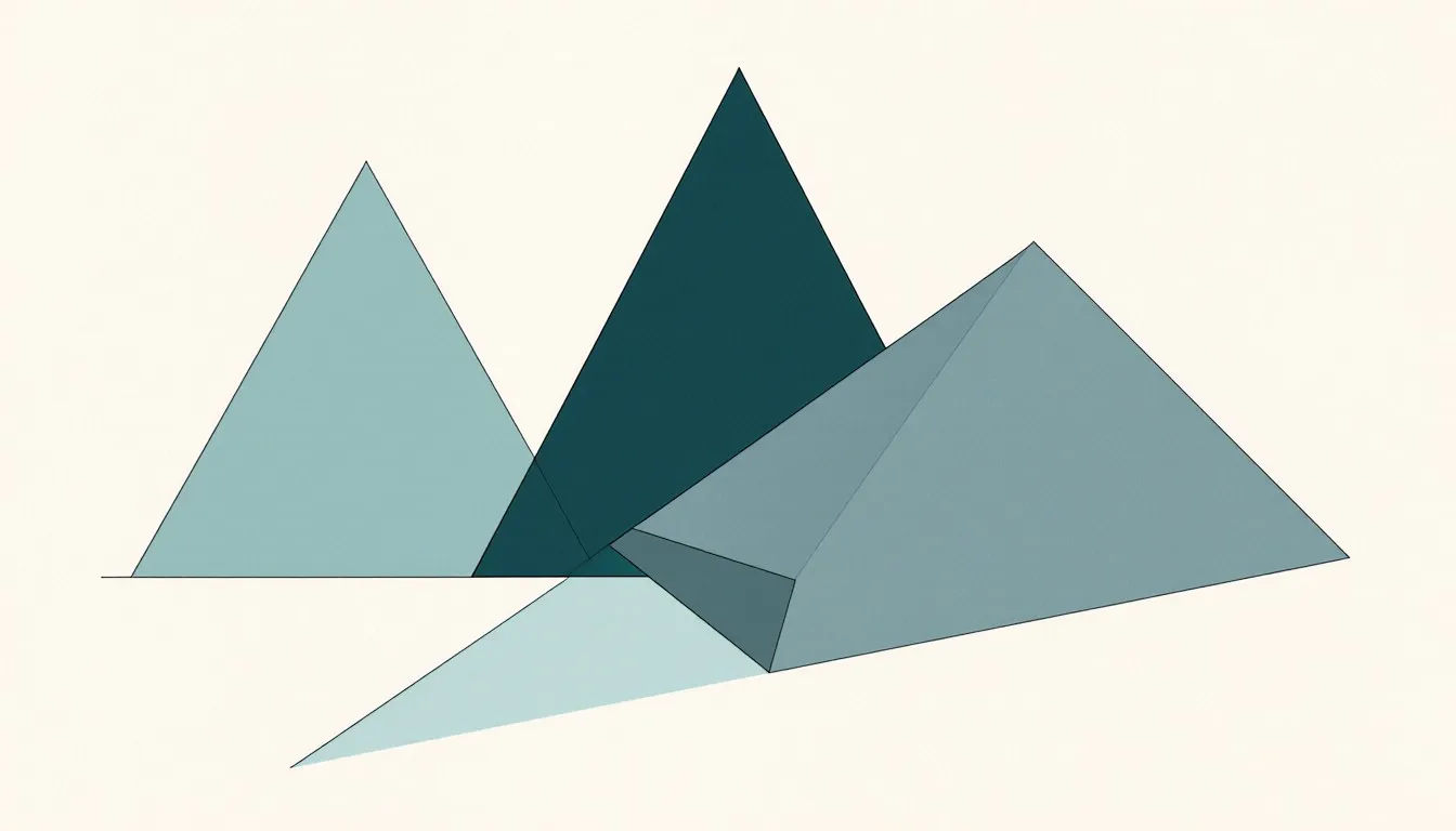 Flat illustrated triangle and quadrilateral shapes of different types arranged together, showing varied angles and