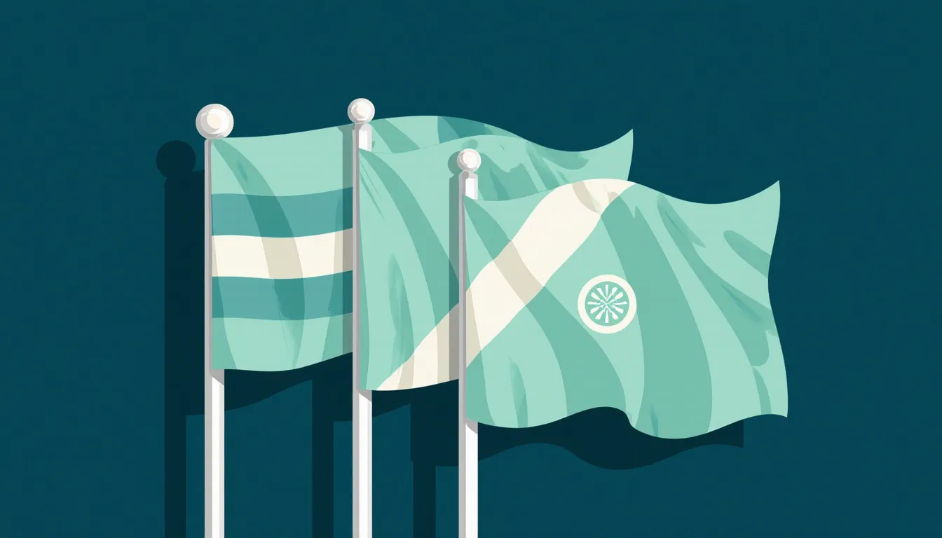 A cluster of national flags with varied stripe and emblem patterns, symbolizing countries of the world from A to Z.