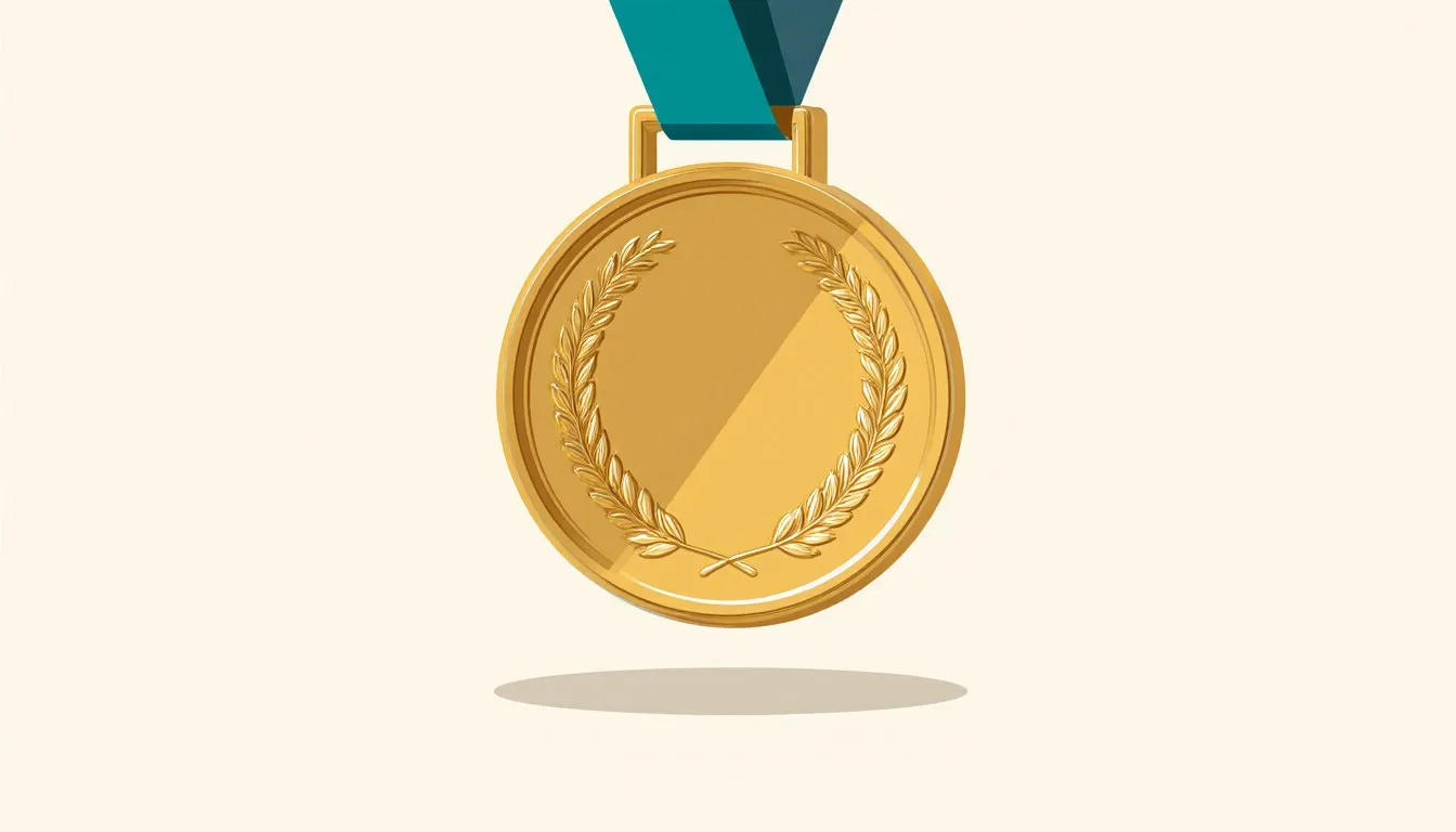 Illustration of a gold laurel-wreath medal representing the Nobel Prize in Physics