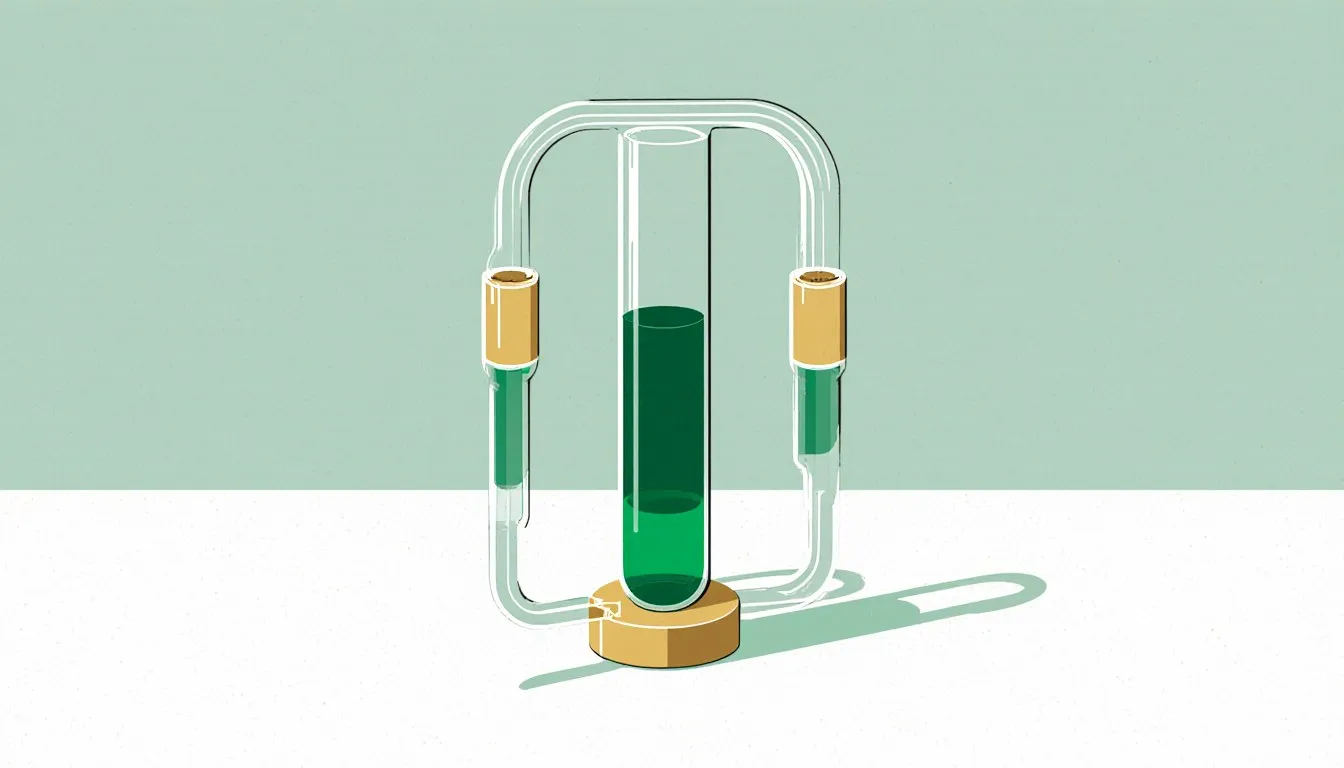 A U-tube manometer with liquid at uneven levels in its two arms, illustrating how pressure differences are measured