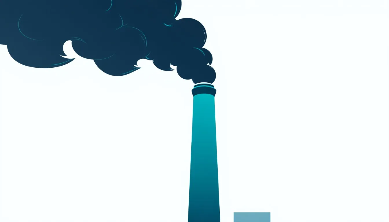 An industrial smokestack billowing dark smoke, symbolizing the environmental and health toll of technology
