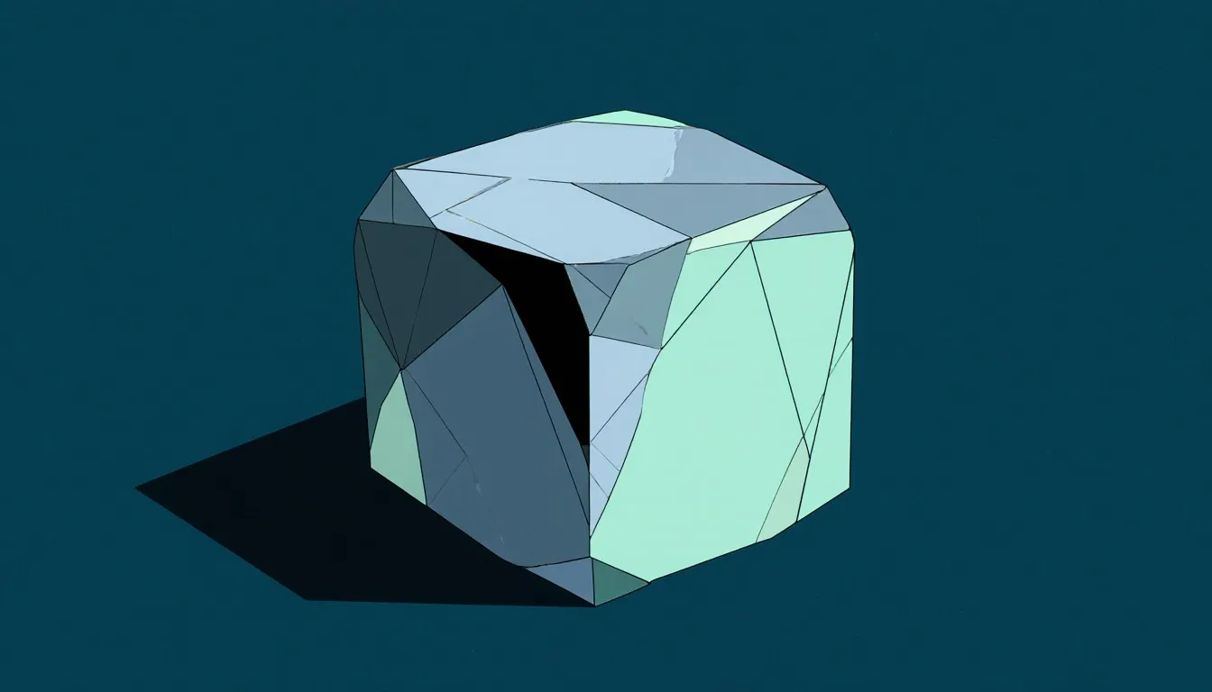 A dense, blue-grey faceted ingot of osmium metal rendered as a solid geometric block