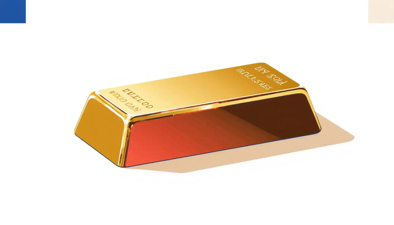 A solid gold ingot with a lustrous surface, illustrating the dense, heavy nature of gold as an element.