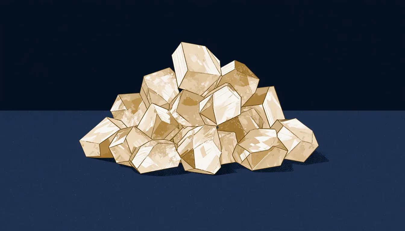 A small heap of translucent, angular potassium nitrate crystals illustrated as the article's central chemical compound