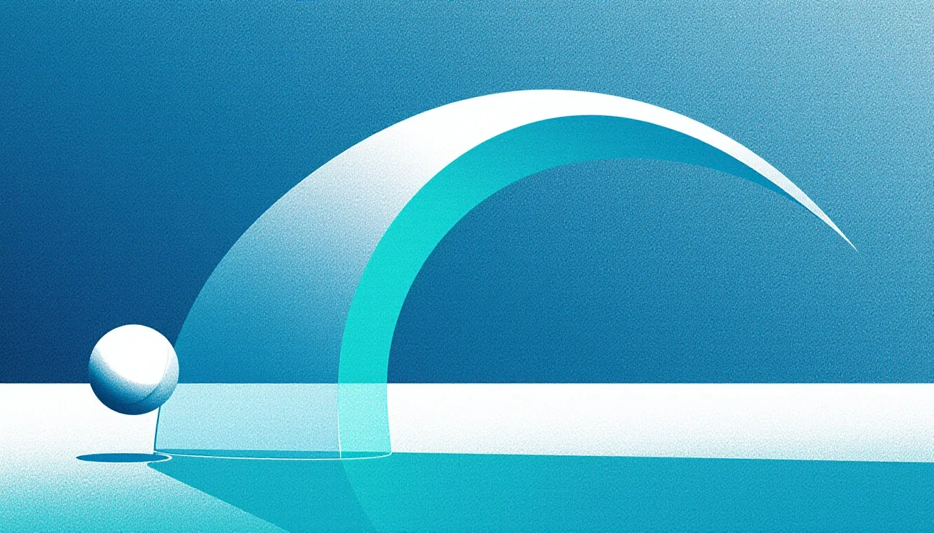 A ball tracing a smooth curved arc through the air, illustrating the parabolic path of projectile motion.
