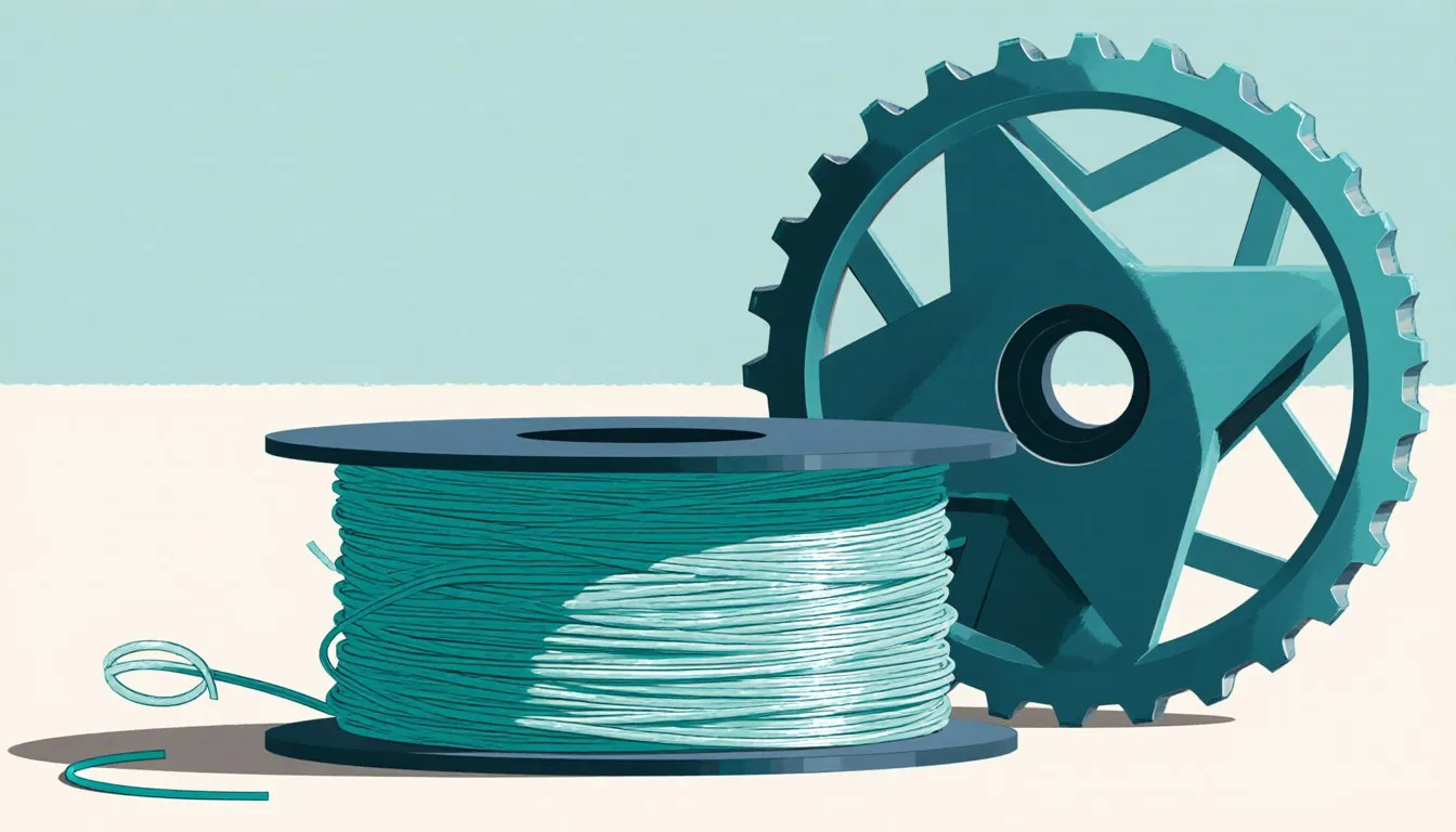 A coil of nylon fiber thread beside a molded nylon gear, representing the material's textile and industrial uses