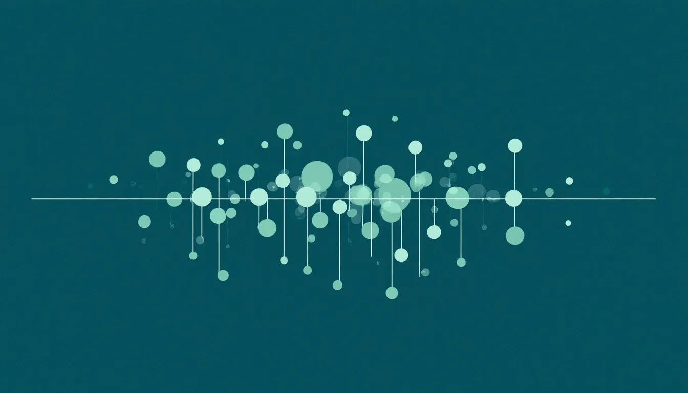 Illustration of scattered data points at varying distances above and below a central average line