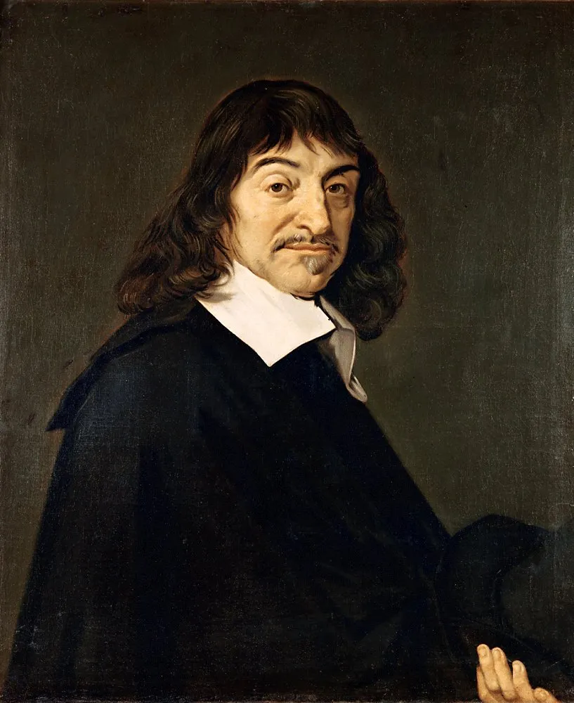 Portrait of Rene Descartes after Frans Hals, in black with white collar