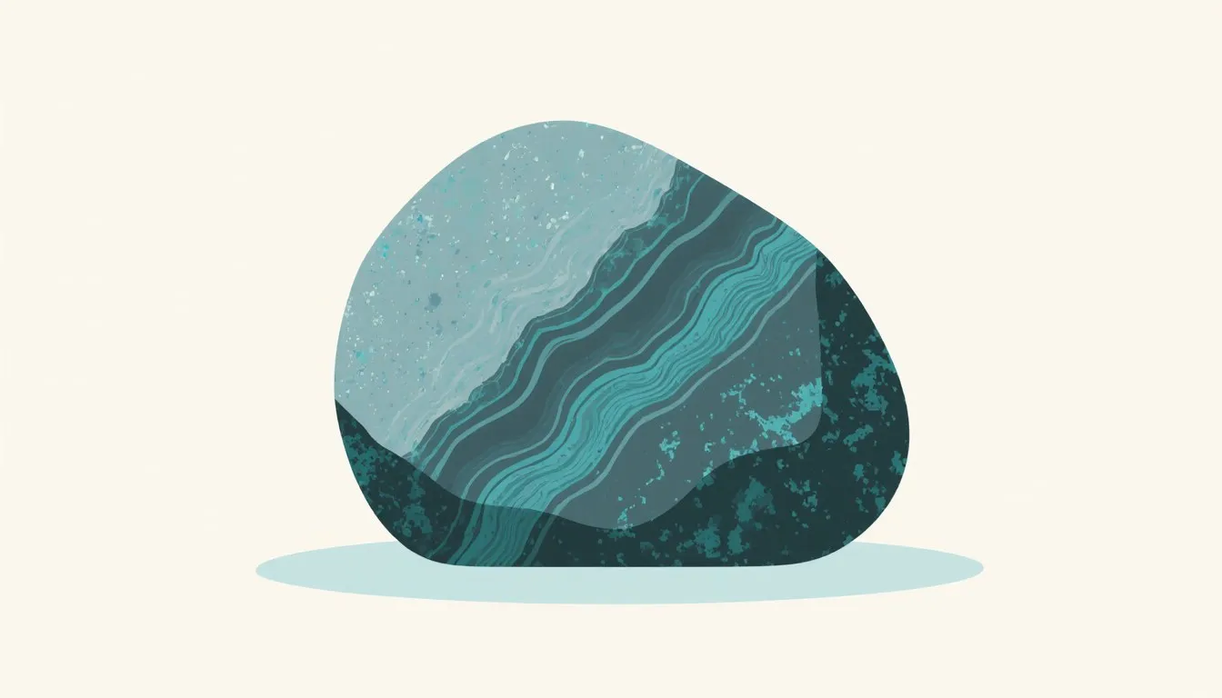 Illustration of a smooth stone with wavy flow bands across its face