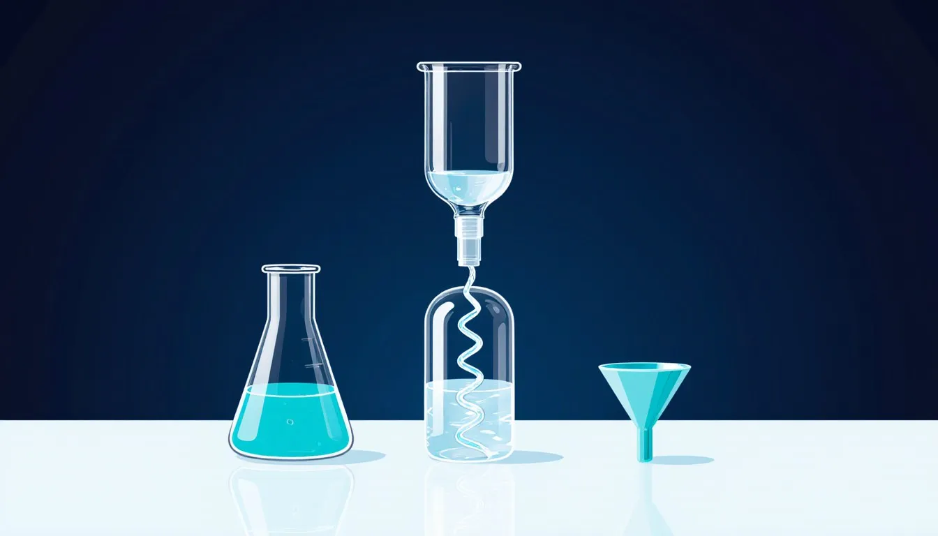 Two connected bottles with swirling water forming a spiral funnel, a classic tornado science-fair experiment